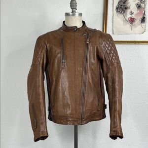 Roland Sands Design Clash Leather Motorcycle Riding Jacket in Tobacco